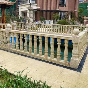 台州黄金麻花岗岩石材栏杆，扶手，将军柱，花瓶柱