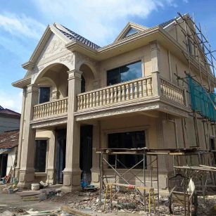 台州 黄金麻花岗岩石材私人别墅雕花门楼柱阳台栏杆