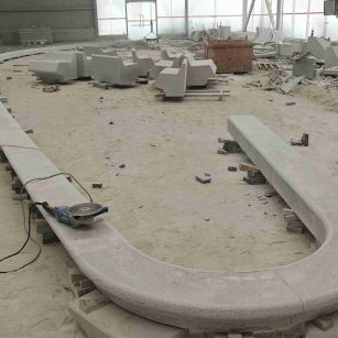 台州 芝麻白花岗岩弧形花坛石，坐凳石