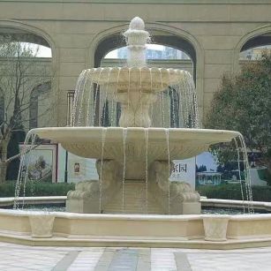 台州 黄金麻花岗岩异型加工——户外庭院石雕流水喷泉