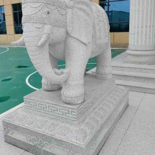 台州 白麻花岗岩动物异形石雕-大象