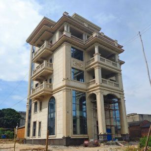 台州 黄金麻花岗岩石材别墅外墙干挂搭配（雕花栏杆花瓶柱门楼罗马柱）