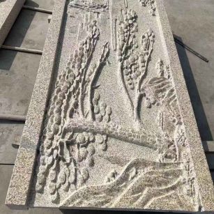 台州 黄金麻雕刻板浮雕迎客松