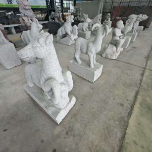 台州 芝麻白花岗岩造型立体雕刻——十二生肖