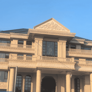 台州黄金麻别墅外墙干挂石材效果示例