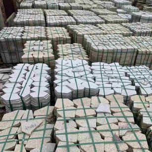 台州 黄金麻白麻花岗岩荔枝面地铺石(冰裂纹)