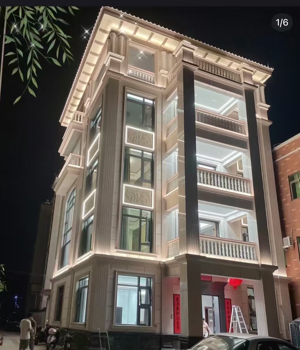 台州 芝麻白花岗岩别墅外墙夜间效果