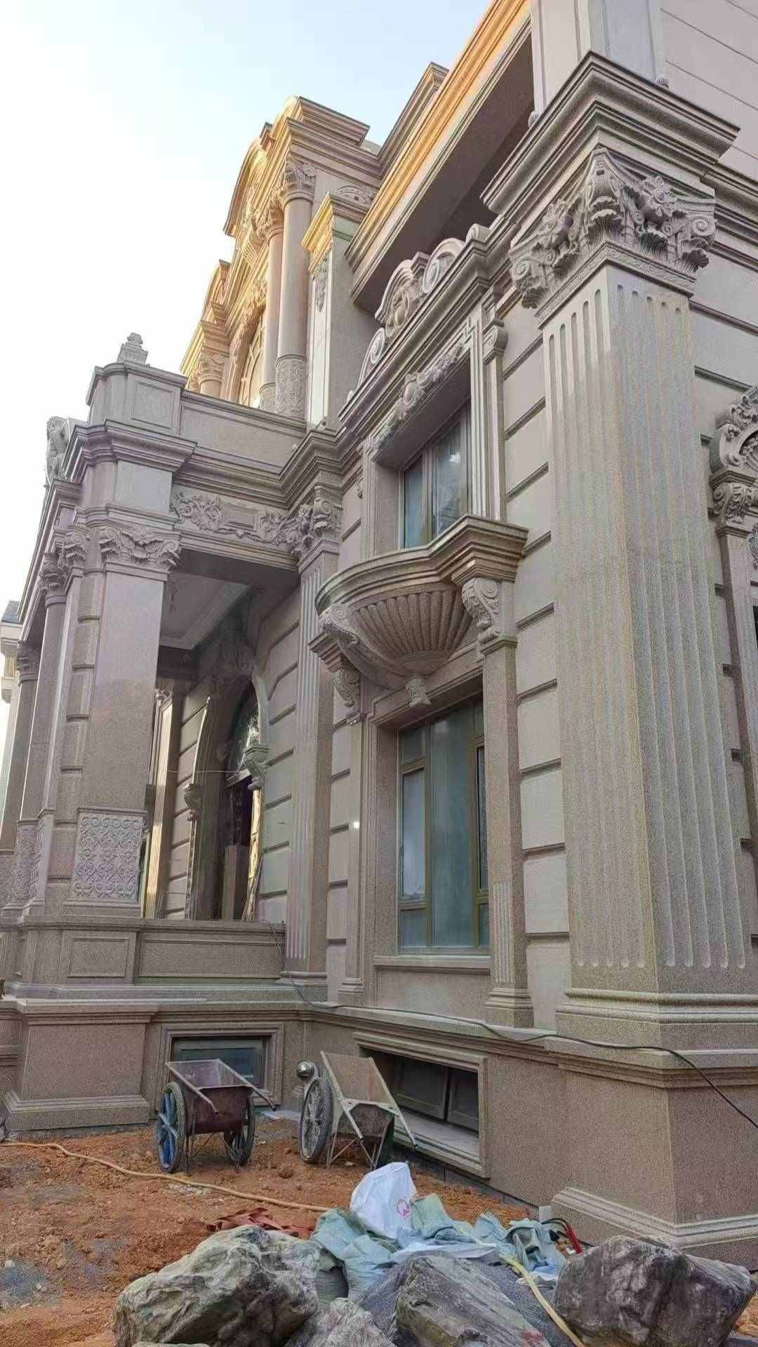 台州 黄金麻花岗岩光面别墅外墙干挂施工完成