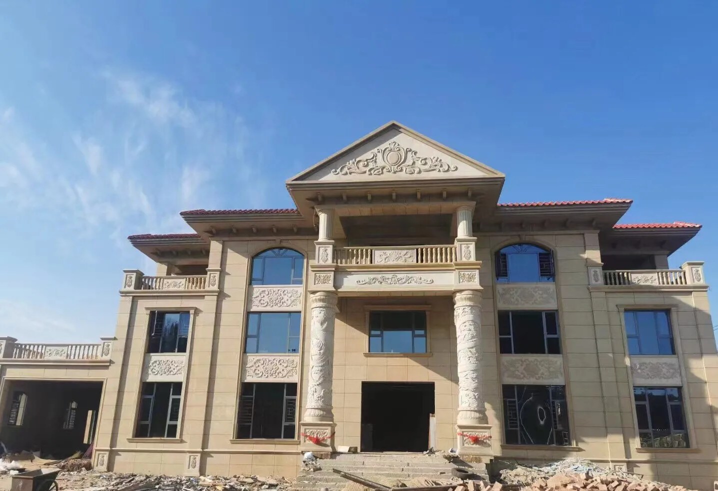 台州 黄金麻花岗岩别墅外墙干挂