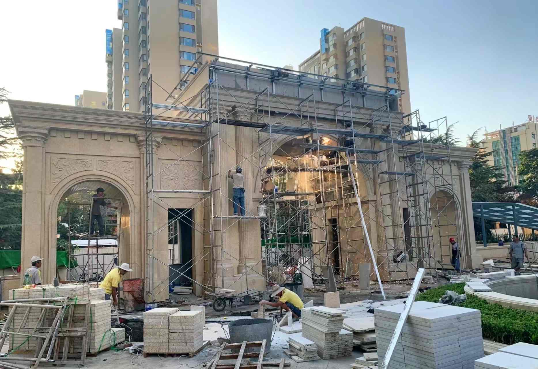 台州 黄金麻荔枝面花岗岩小区门楼外墙干挂